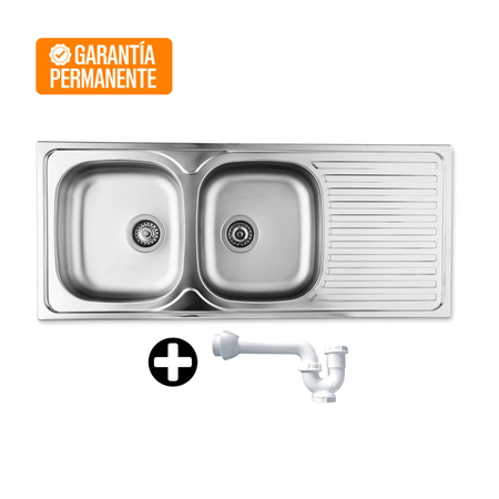 Lavadero de Acero Inoxidable Record Barcelona 2 Pozas Satinado 116 cm