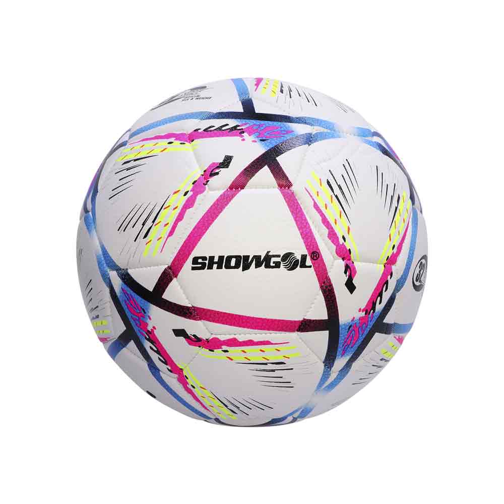 PELOTA P/FUTBOL SHOWGOL CUERO PVC FOAM H Color ROSADO/CELESTE Talla 4