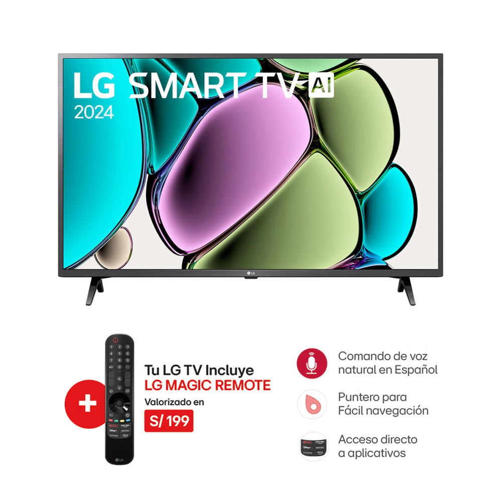 Televisor LG 43 Pulg LED Smart TV Full HD con ThinQ AI 43LR6000PSA - Control Magic