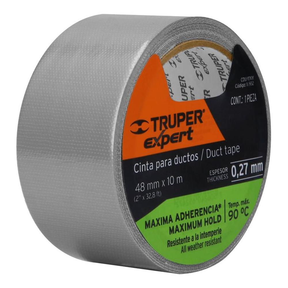 Cinta Duct Tape 2 x 10m sella ductos Plateado TRUPER EXPERT