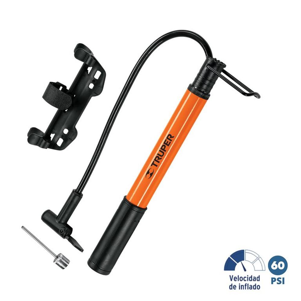 Mini inflador manual para bicicleta - truper 60 psi