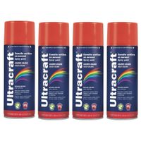 Pintura spray color ROJO BRILLANTE, 4 UNIDADES ULTRACRAF TRUPER