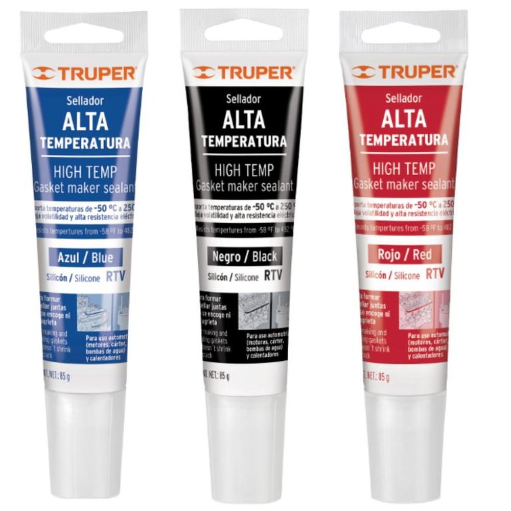 Silicona para altas temperaturas, rojo, negro y azul, 85 g Truper