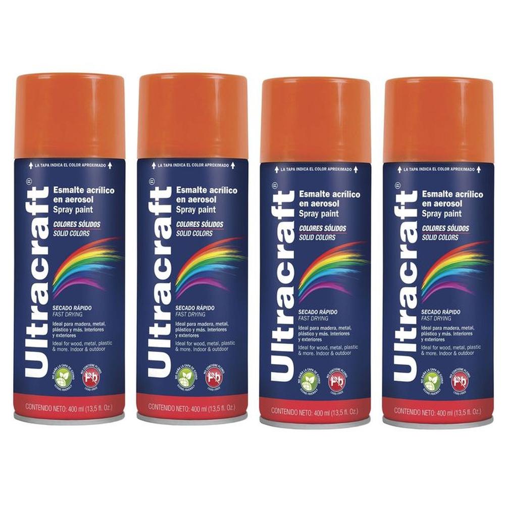 Spray Pintura color NARANJA, 4 UNIDADES ULTRACRAF TRUPER