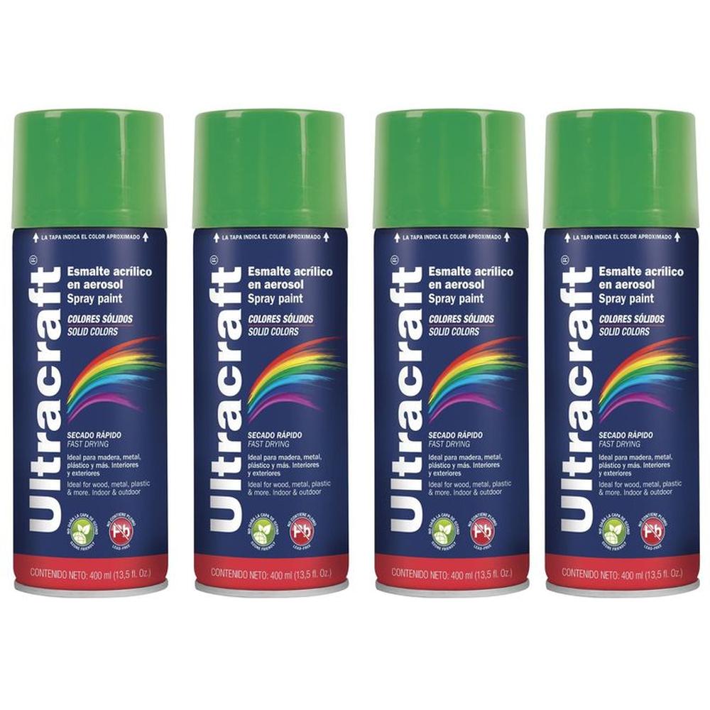 Pintura spray color VERDE IRLANDÉS, 4 UNIDADES ULTRACRAF TRUPER