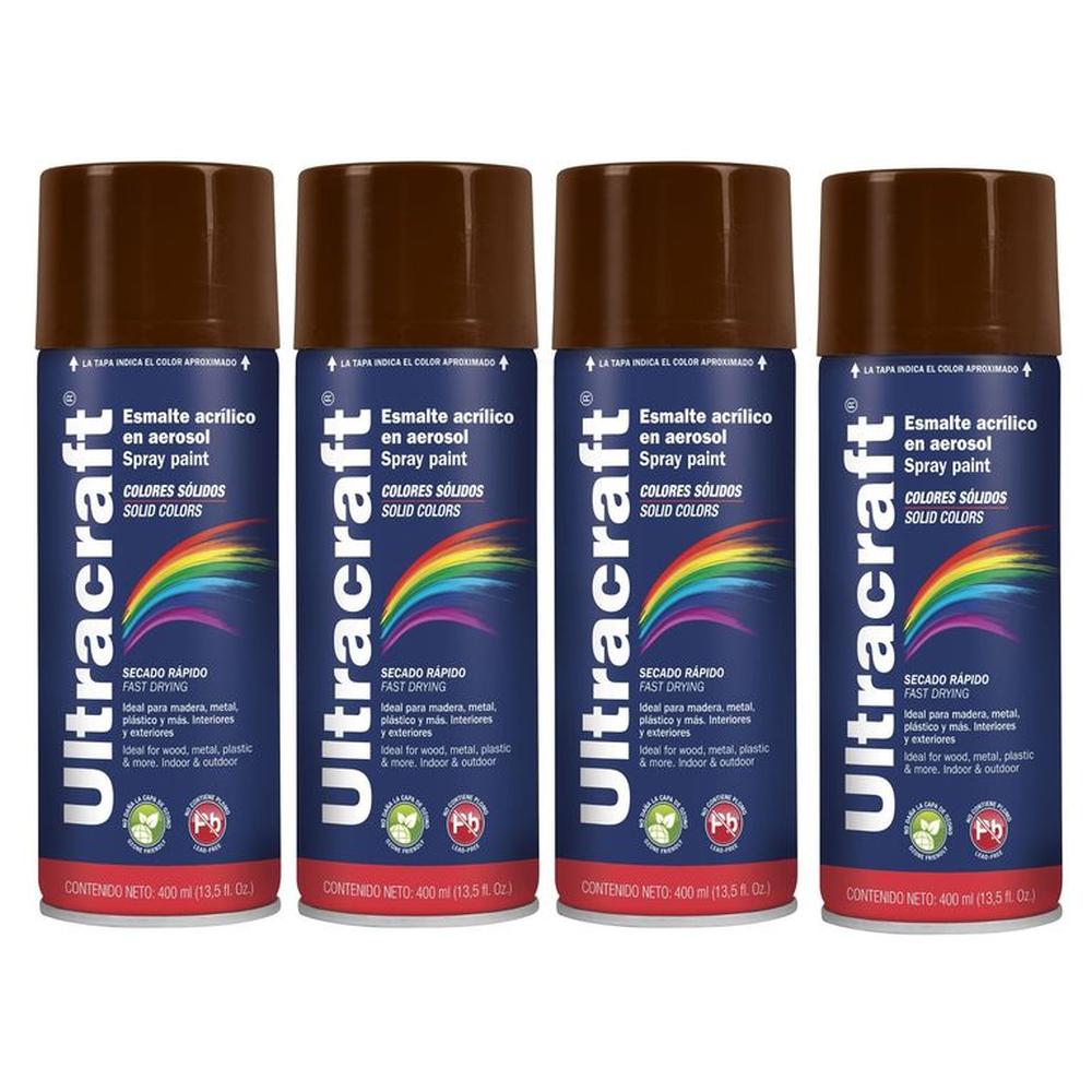 Spray Pintura color MARRON, 4 UNIDADES ULTRACRAF TRUPER
