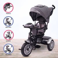 Triciclo Guiador Reversible para Niño EBABY «ZOE» Gray