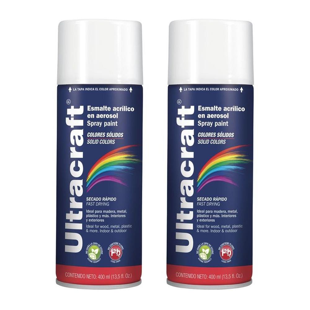 Pintura spray color BLANCO BRILLANTE, 2 UNIDADES ULTRACRAF TRUPER
