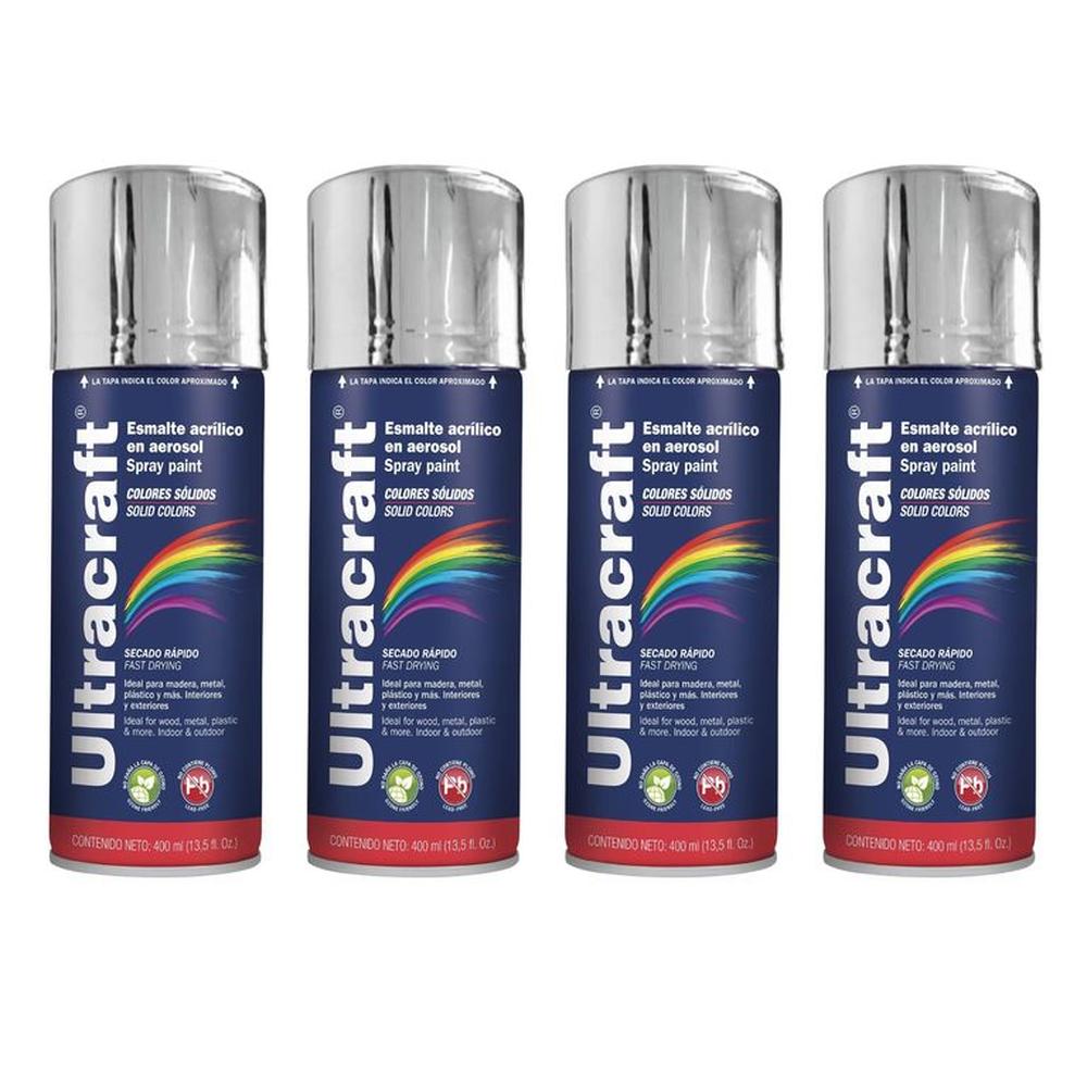 Pintura spray color ALUMINO METALICO, 4 UNIDADES ULTRACRAF TRUPER