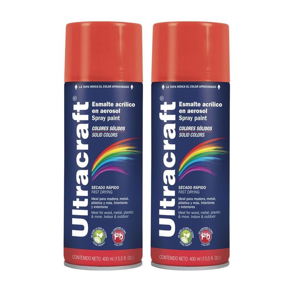 Pintura spray color ROJO BRILLANTE, 2 UNIDADES ULTRACRAF TRUPER