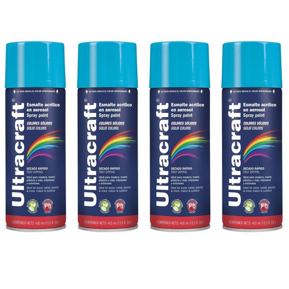 Pintura spray color CELESTE, 4 UNIDADES ULTRACRAF TRUPER