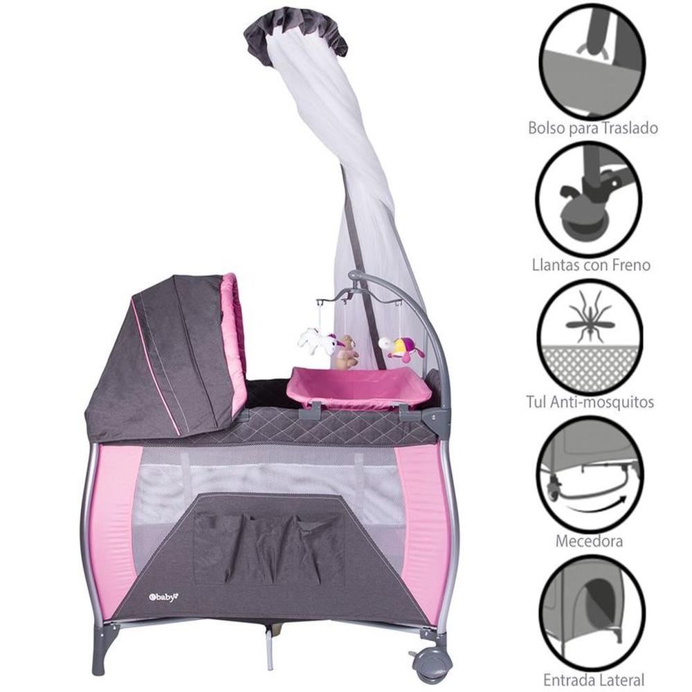 Cuna Corral Aluminio NAPY 779-C Tul Reina Rosado