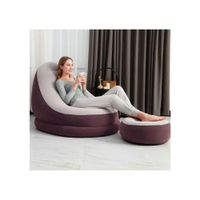 sofá sillón inflable con posa pies puff inflable-MARRON