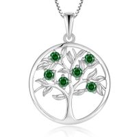 Collar Árbol Místico Brillante en Verde - Plata 925