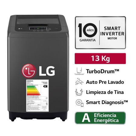LAVADORA LG - WT13BPBK 13KG CARGA NEGRO LAVADORA LG - WT13BPBK 13KG CARGA SUPERIOR NEGRO CLARO