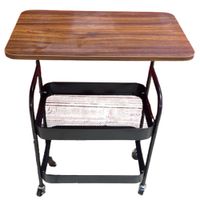 Mesa Auxiliar Multifuncional con Bandeja y Ruedas - Color Marrón-Negro