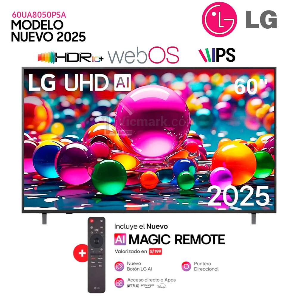 Televisor LG 60 Pulg Smart UHD 4K Thinq Ai 60UA8050PSA - Control Inteligente MAGIC