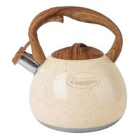 Tetera Silbadora Acero Inoxidable Valeska Acabado Granito 5 Litros Crema