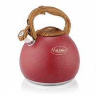 Tetera Silbadora Acero Inoxidable Valeska Acabado Granito 5 Litros Rojo