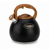 Tetera Silbadora Acero Inoxidable Valeska Acabado Granito 5 Litros Negro