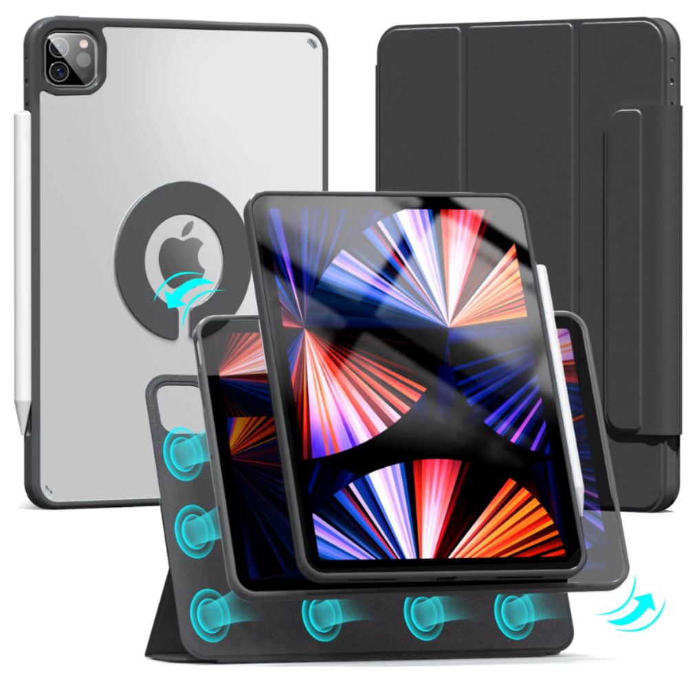 Smart Case MAGNETICO DESMONTABLE Rotativo para iPad 7ma 8va 9na Gen 10.2 - NEGRO