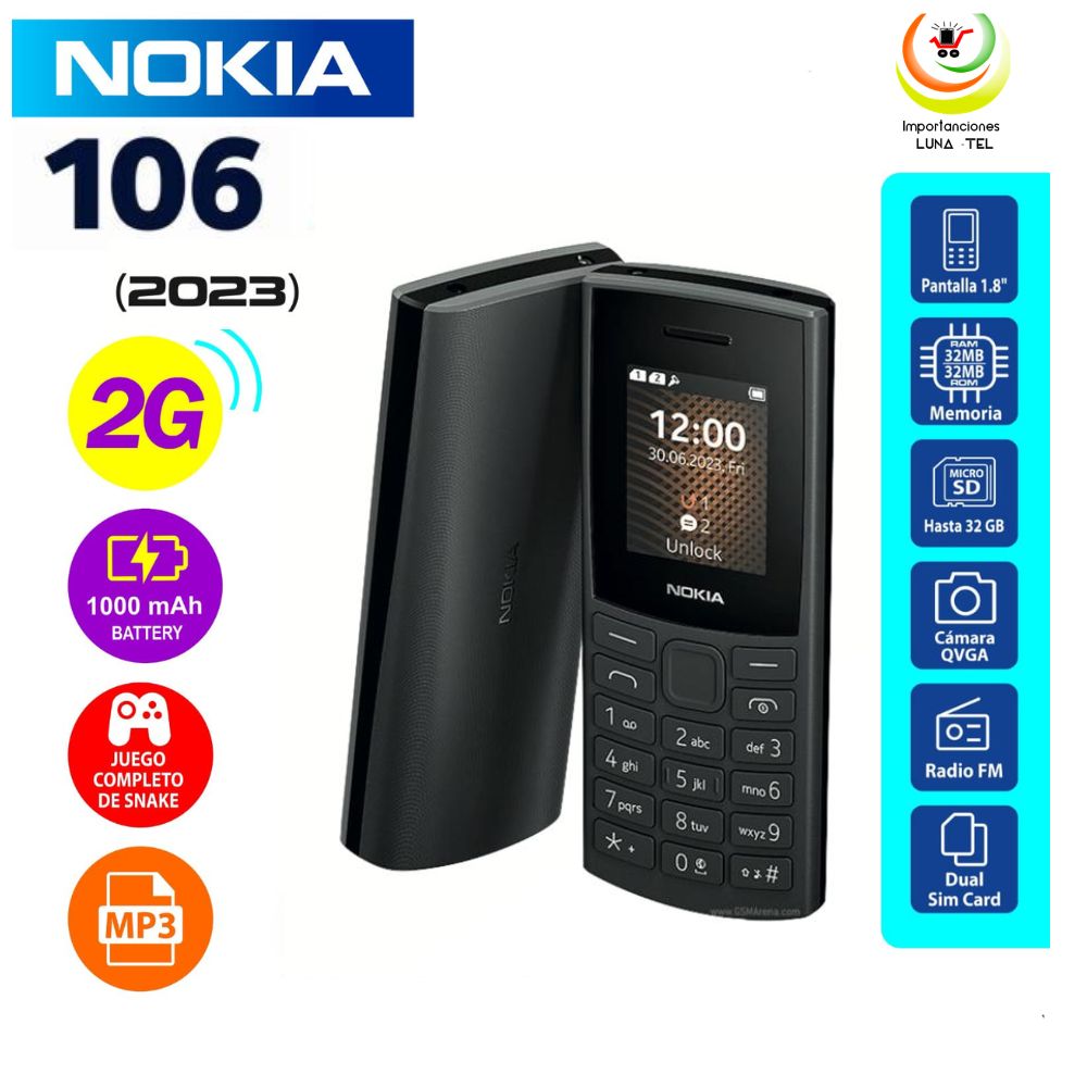 CELULAR BASICO NOKIA 106 2G DUAL SIM -NEGRO