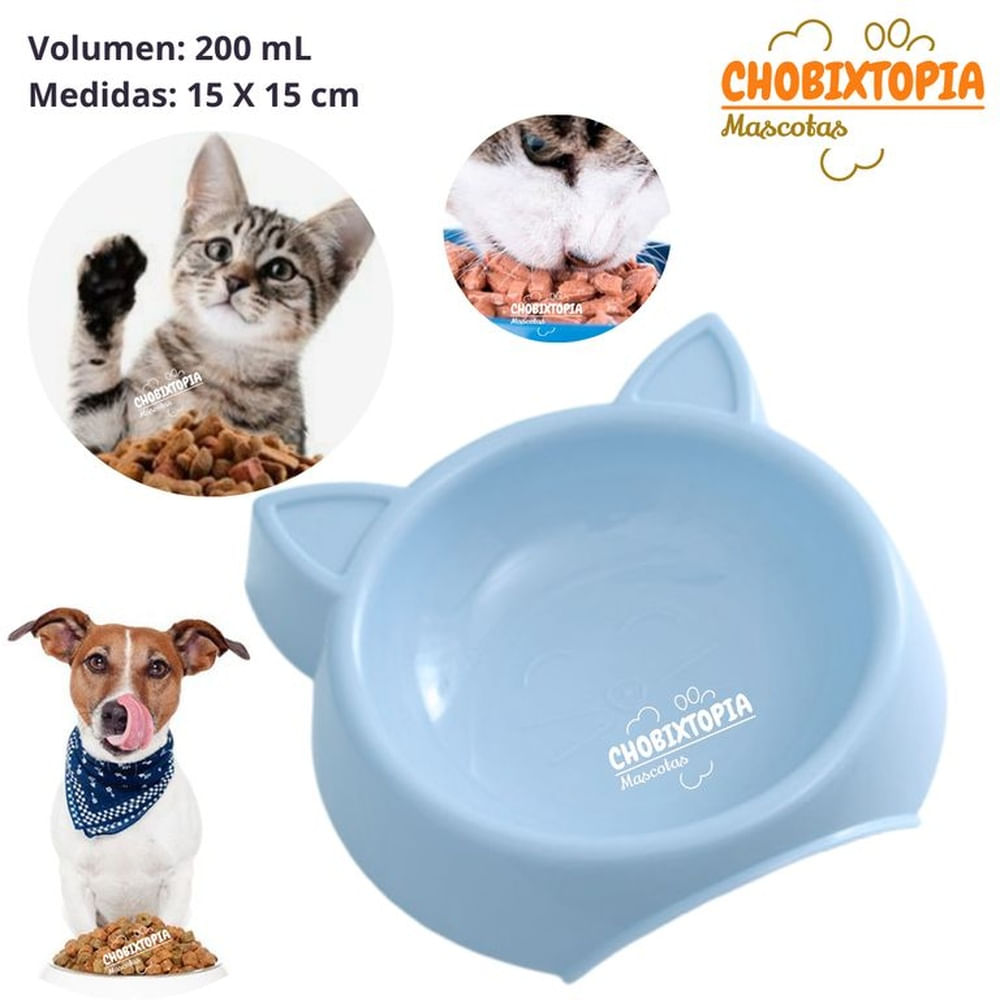PLATO PARA MASCOTA OREJITAS CELESTE BEBE x 200 ML