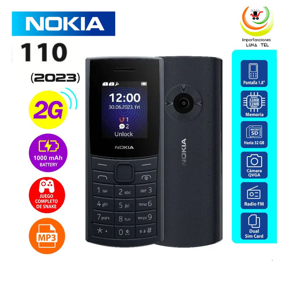 CELULAR BASICO NOKIA 110 2G DUAL SIM -NEGRO