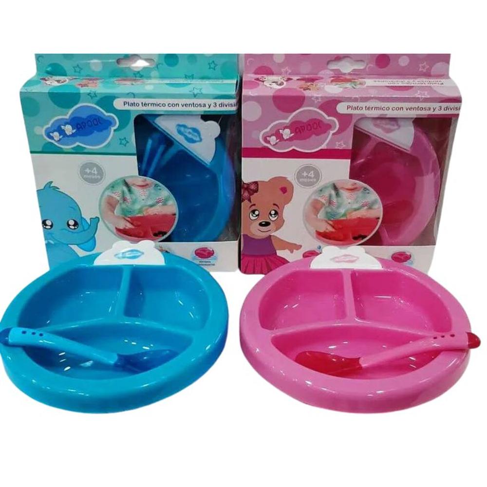 Plato Térmico Antiderrame Para Bebés rosado