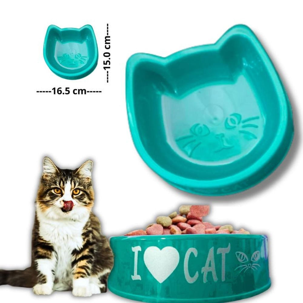 PLATO PARA MASCOTA DISEÑO GATO VERDE