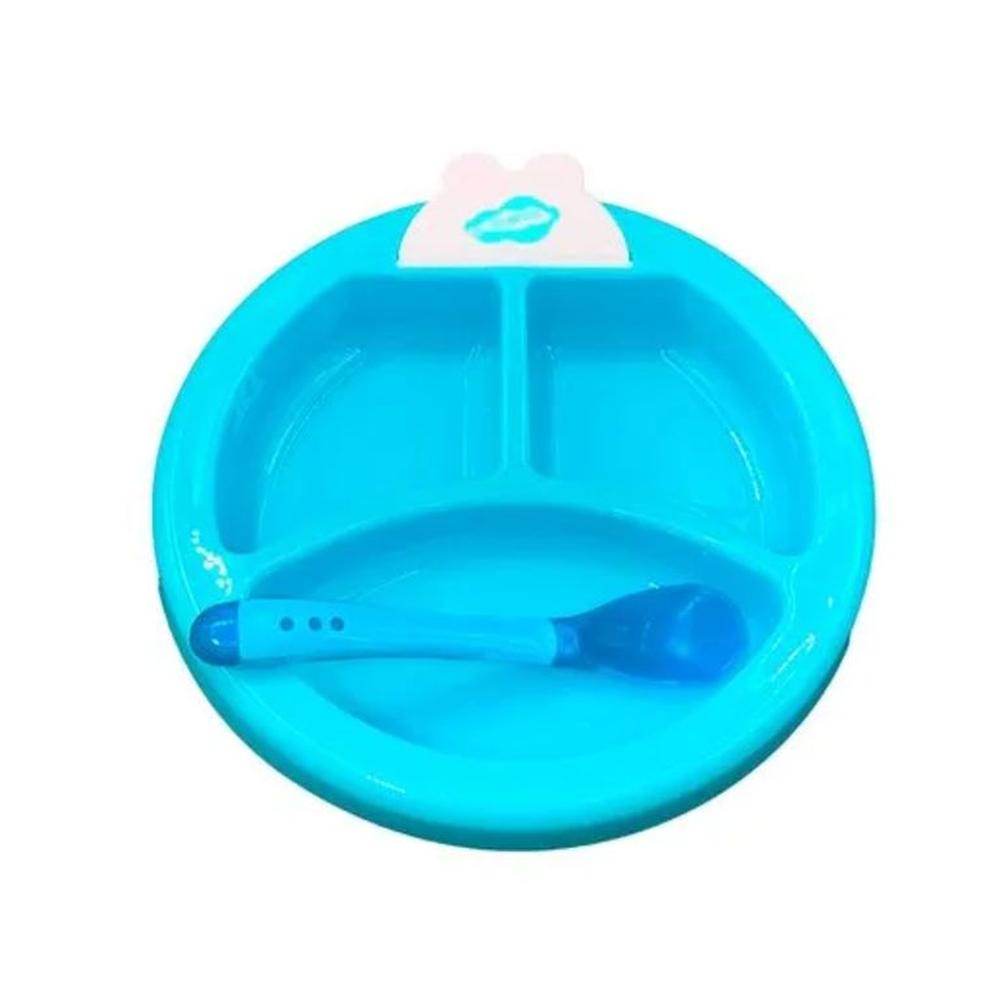 Plato Térmico Antiderrame Para Bebés Celeste