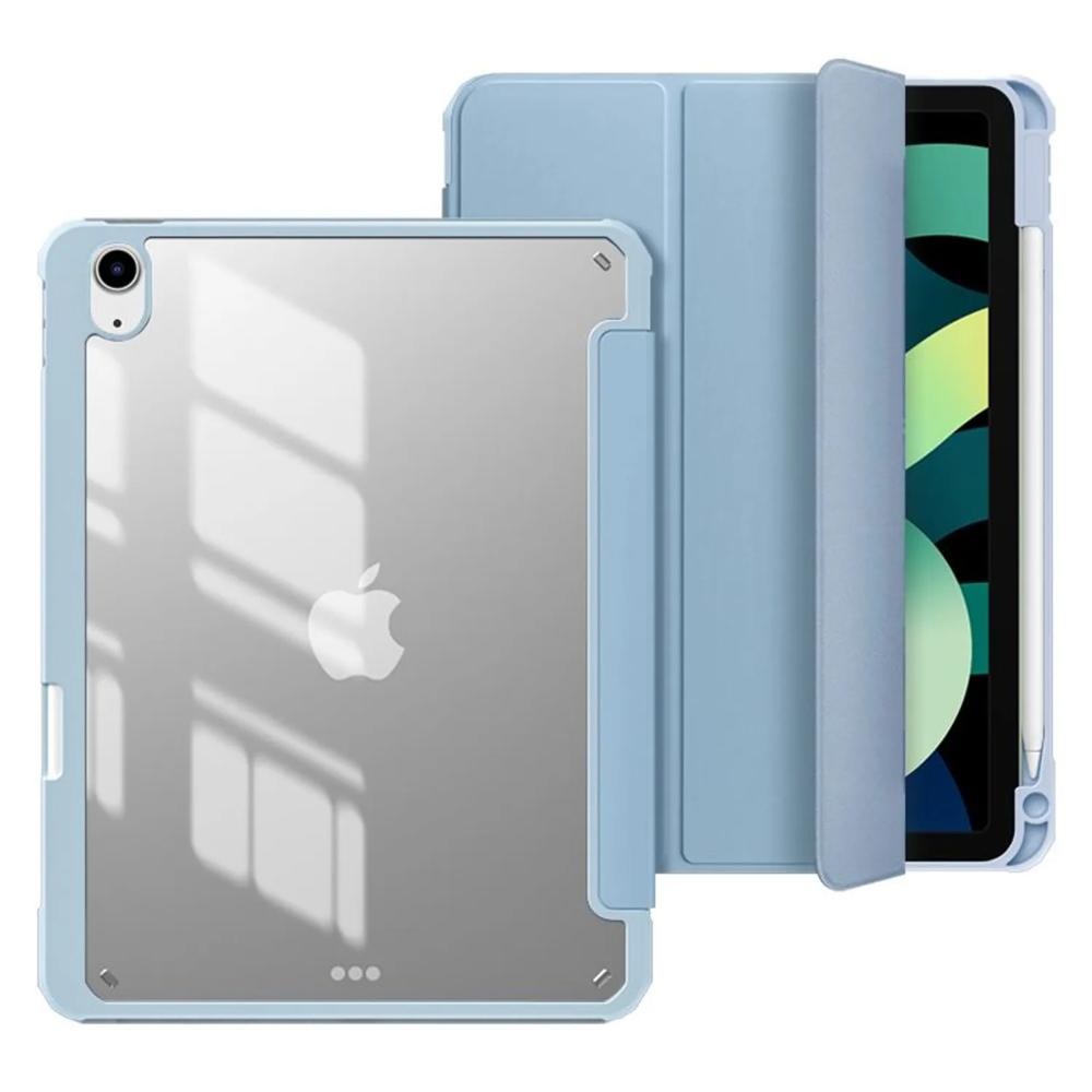 Smart Cover Ipad  10.2 Desmontable Imantada Tapa Transparente y Celeste