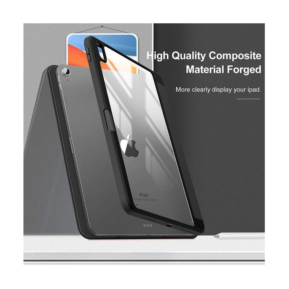 Smart Cover Ipad 10.2 Desmontable Imantada Tapa Transparente y Gris