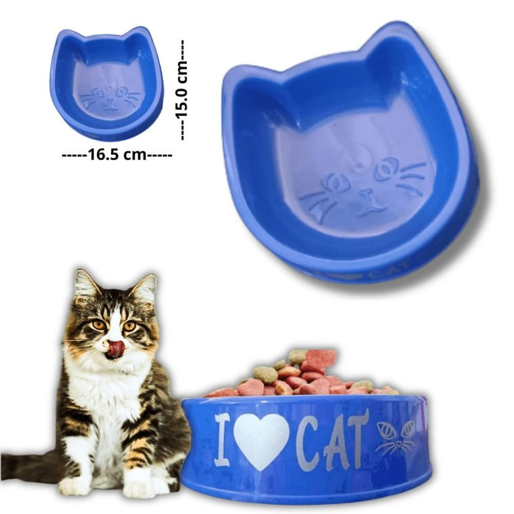 PLATO PARA MASCOTA DISEÑO GATO AZUL