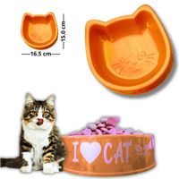 PLATO PARA MASCOTA DISEÑO GATO ANARANJADO