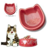 PLATO PARA MASCOTA DISEÑO GATO ROSA SALMON.