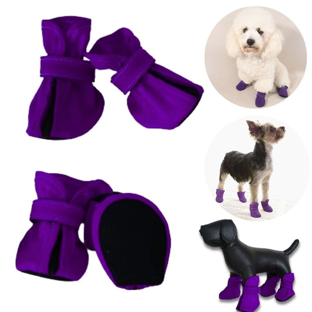 ZAPATOS IMPERMEABLES PARA PERROS Y MASCOTAS MORADO-L