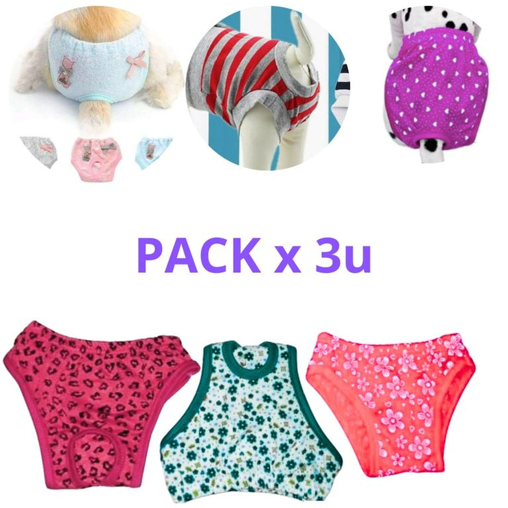 CALZON DE ALGODÓN PARA PERROS Y GATOS - MASCOTA PACKx3 T-3