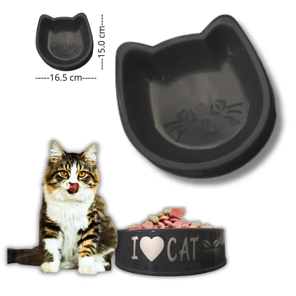 PLATO PARA MASCOTA DISEÑO GATO NEGRO