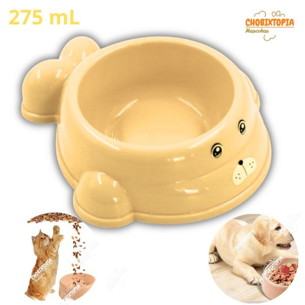 PLATO PARA PERROS Y GATOS LOBITO MARINO 275 mL AMARILLO