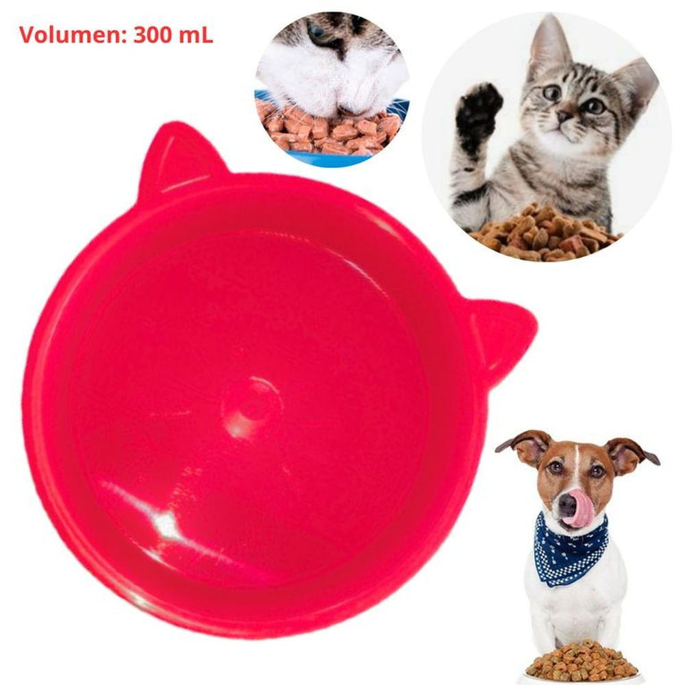 PLATO PARA MASCOTA OREJITAS ROJO x 300 ML