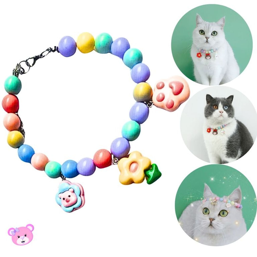 COLLAR PERLAS DE COLORES OSITO