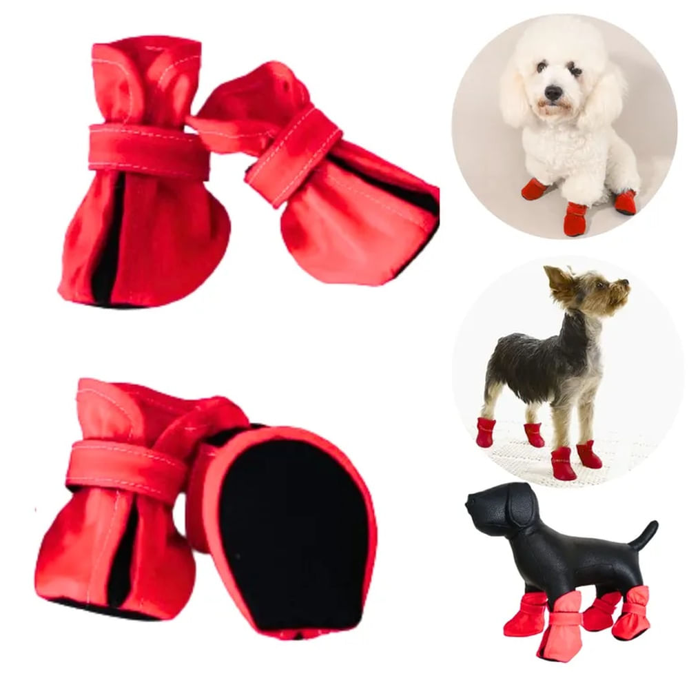 ZAPATOS IMPERMEABLES P-PERROS Y MASCOTAS ROJO-XL