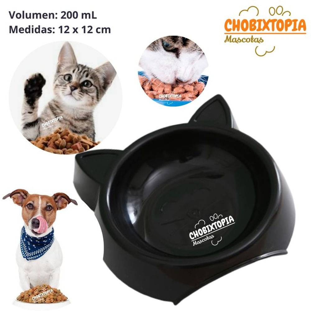 PLATO PARA MASCOTA OREJITAS NEGRO x 200 ML