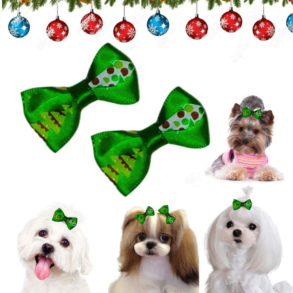MOÑO PARA MASCOTAS SIMPLE - NAVIDEÑO VERDE 4cm