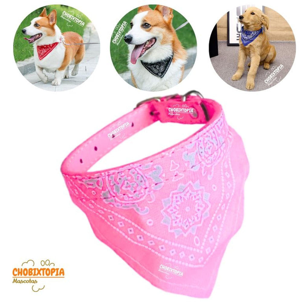 COLLAR BANDANA MASCOTA PERRO - ROSADA