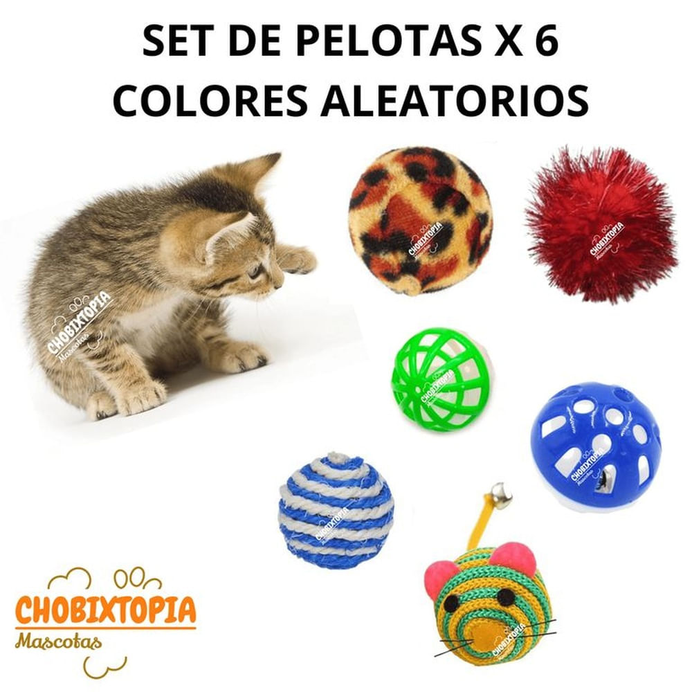 SET DE PELOTA INTERACTIVA PARA GATOS - 6 PELOTAS