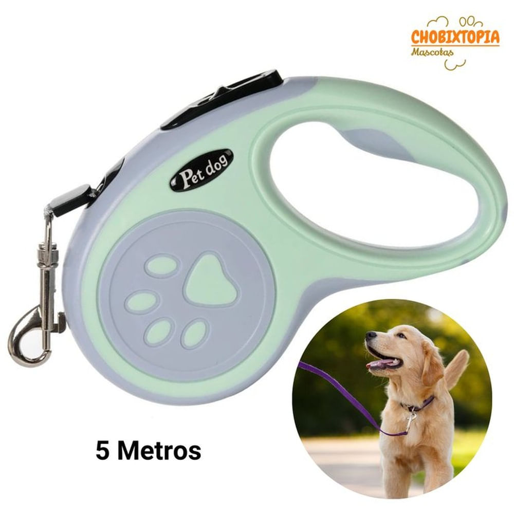 CORREA RETRACTIL DE POLIESTER PARA MASCOTA VERDE