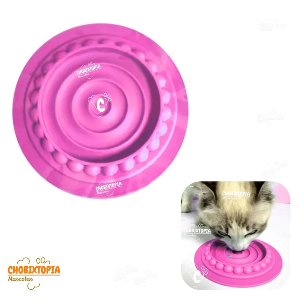 PLATO DE SILICONA PARA GATO ROSADO