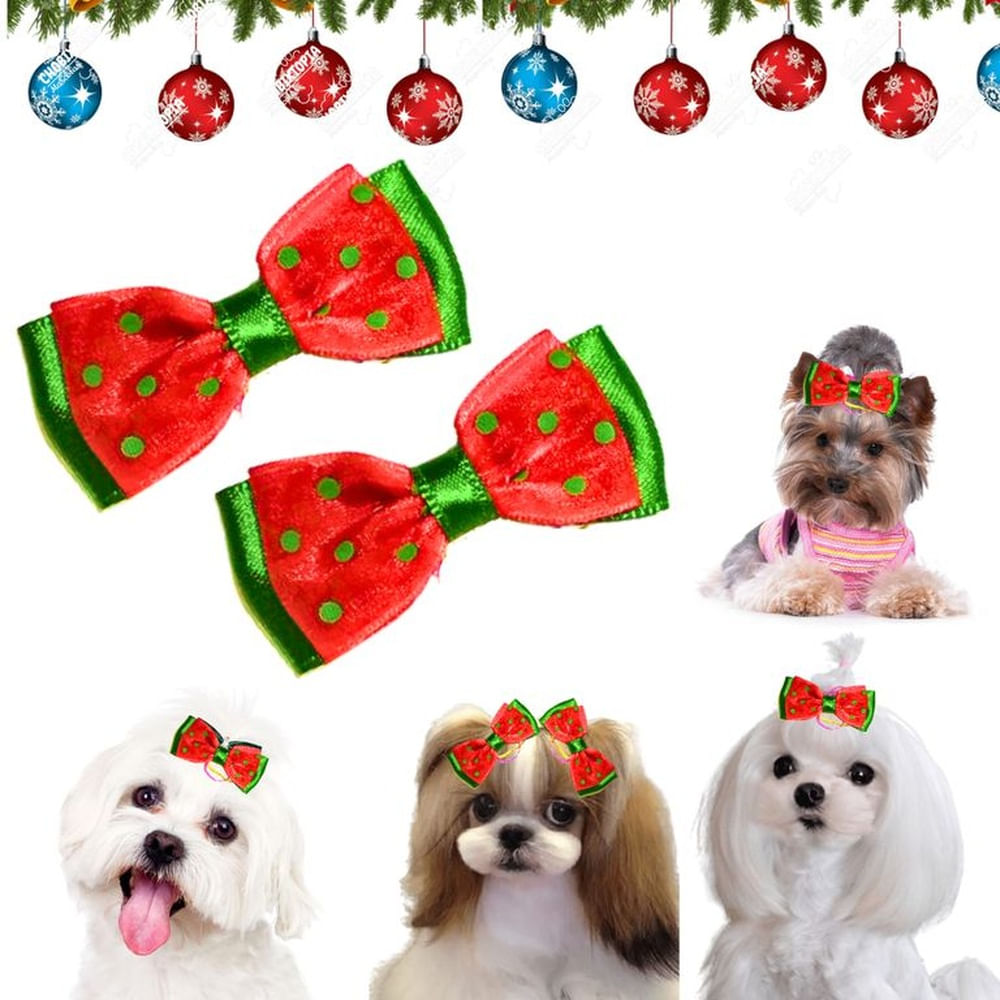 MOÑO PARA MASCOTAS DOBLE - NAVIDEÑO  5.5cm